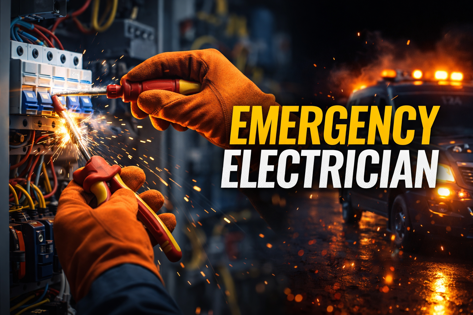 Emergency electrician at work