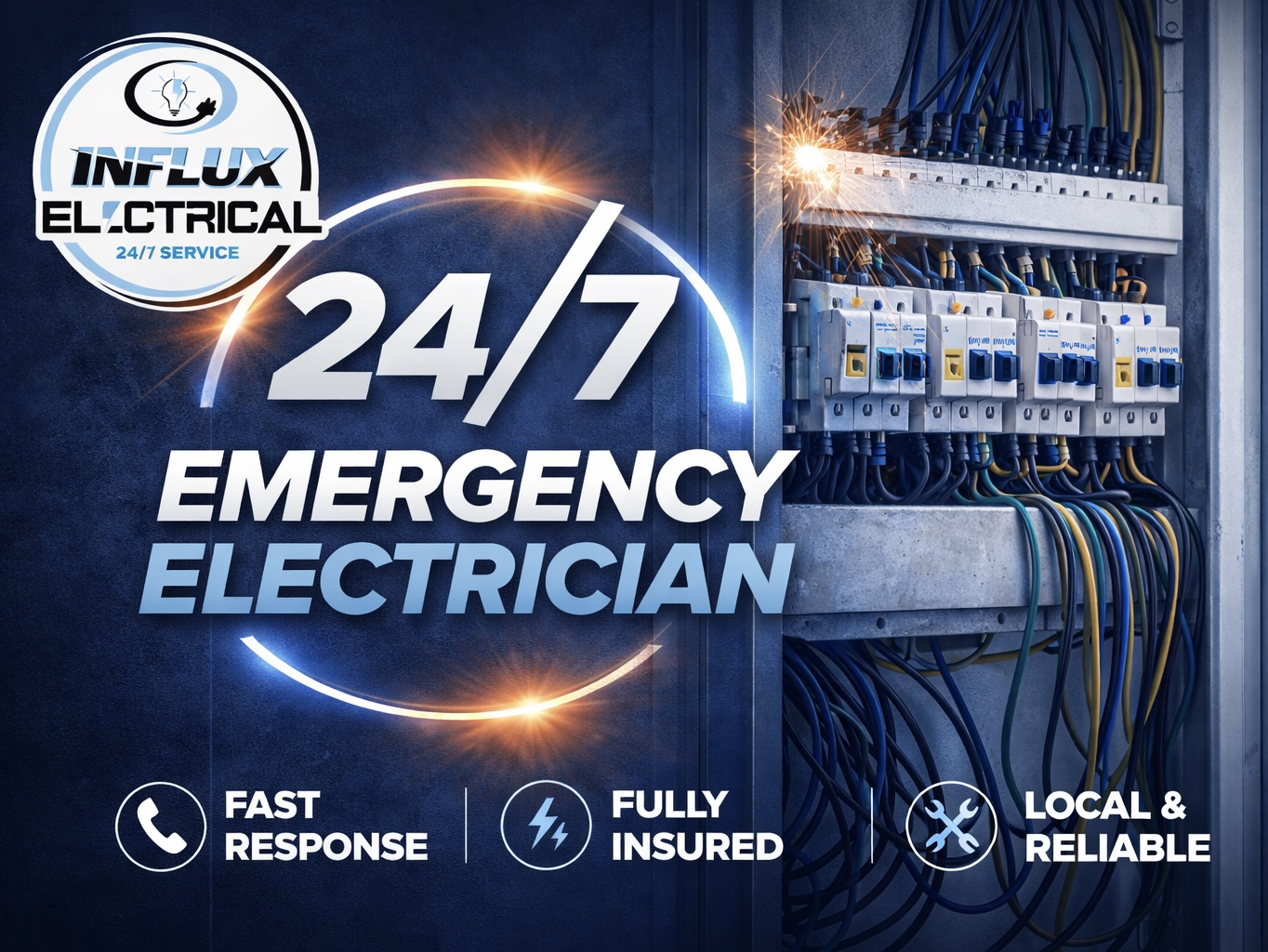 Emergency electrician attending urgent electrical fault in Darlington