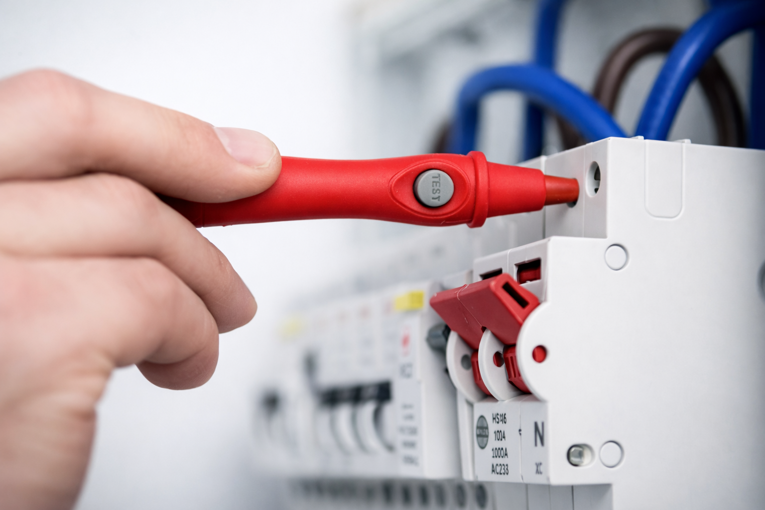 Electrician carrying out electrical fault finding in Darlington
